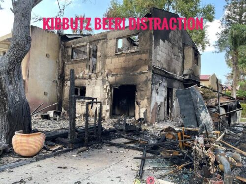 Destraction in kibutz Beeri after Hamas attack on Israel